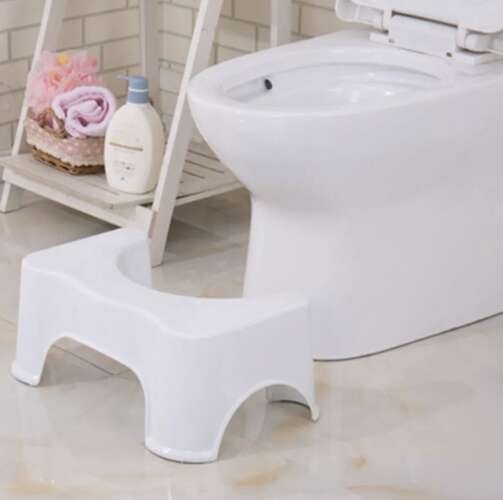 WC Hocker Toiletten Fußstütze – Ergonomischer Toilettenhocker aus Kunststoff Weiß