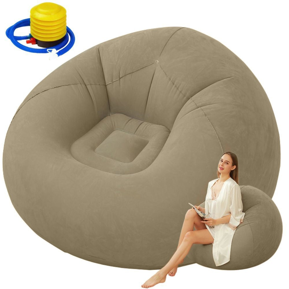 Aufblasbarer Sitzsack Velours – Bequemer Loungesessel Sitzpuff mit Pumpe