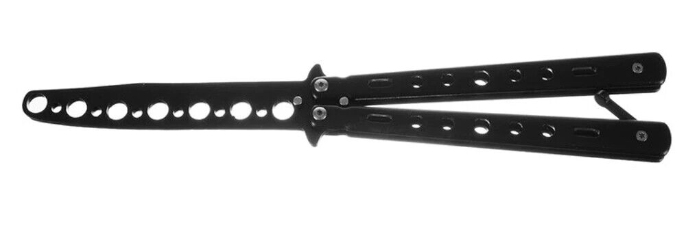 Balisong Butterfly Trainer – stumpfes Übungsmesser für Tricktraining Schwarz