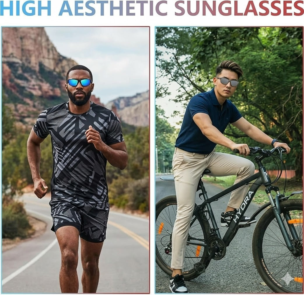2er Set Sport Sonnenbrille Polarisiert UV400 Herren Fahrrad Laufbrille Outdoor