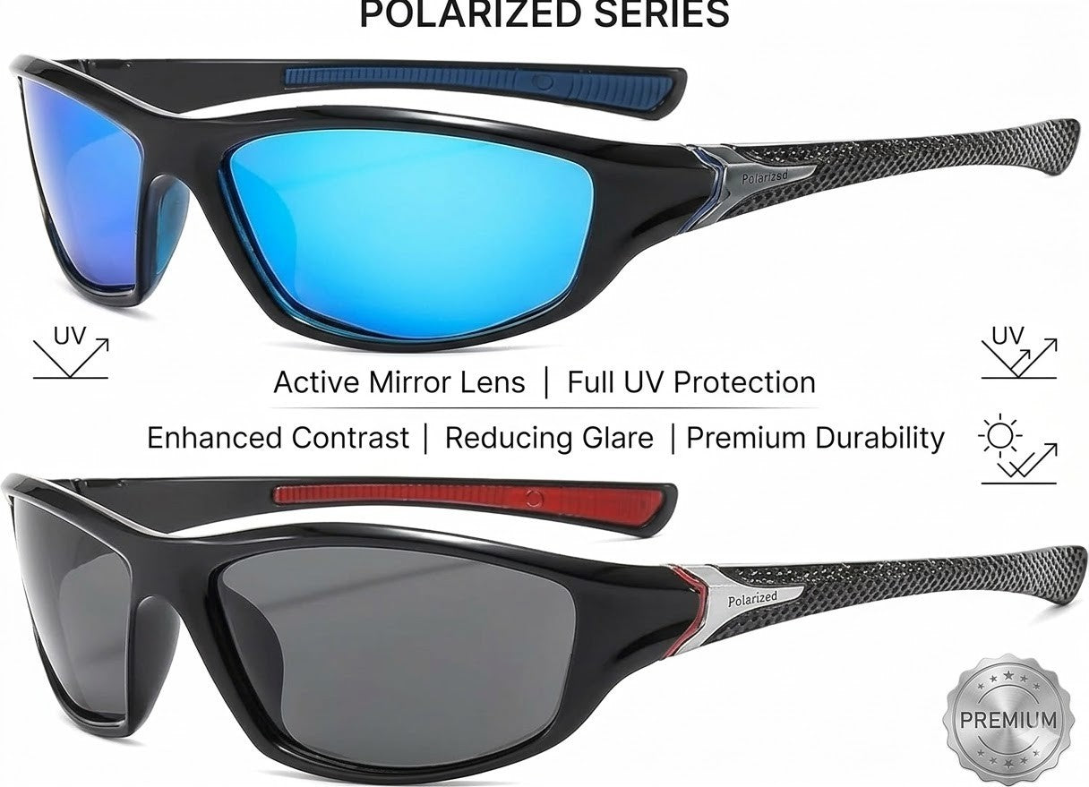 2er Set Sport Sonnenbrille Polarisiert UV400 Herren Fahrrad Laufbrille Outdoor