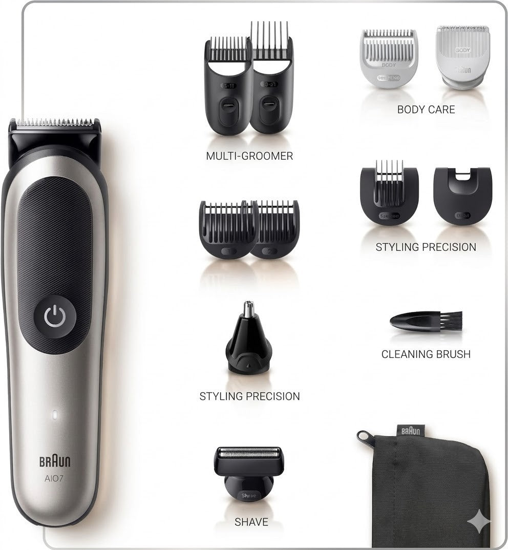Braun Series 7 All-in-One Trimmer 12in1 Bart Haarschneider Wasserdicht Set