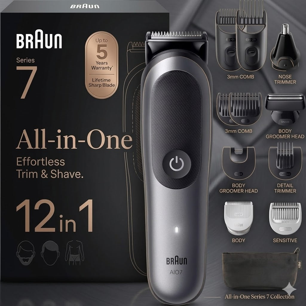 Braun Series 7 All-in-One Trimmer 12in1 Bart Haarschneider Wasserdicht Set