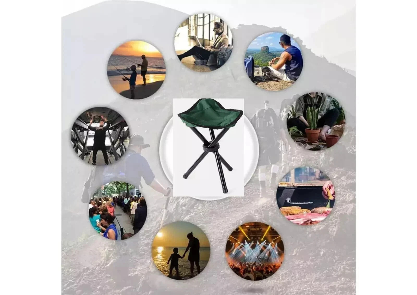 Klapphocker Dreibein Campinghocker Faltbar Outdoor Festival Angelstuhl