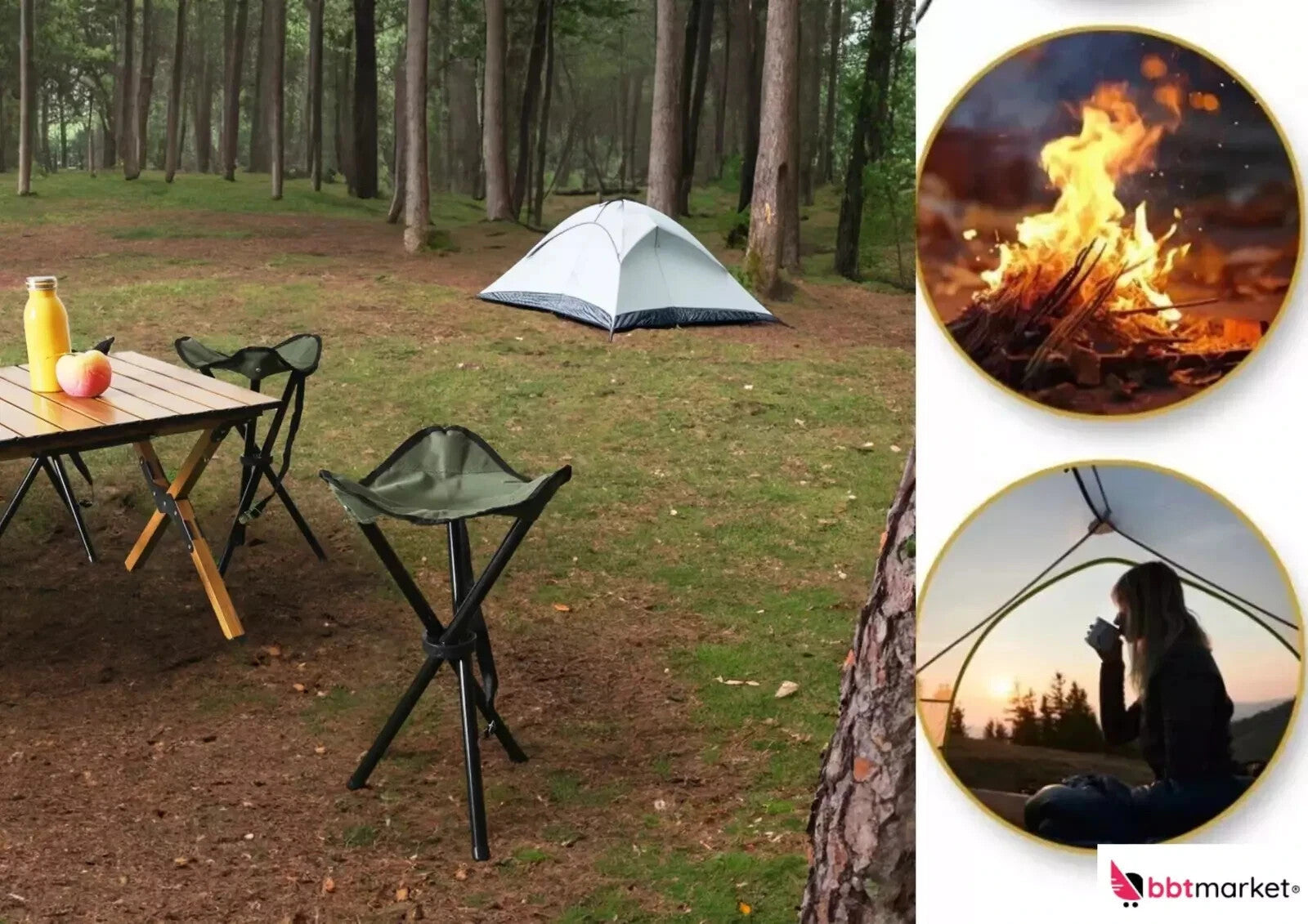 Klapphocker Dreibein Campinghocker Faltbar Outdoor Festival Angelstuhl