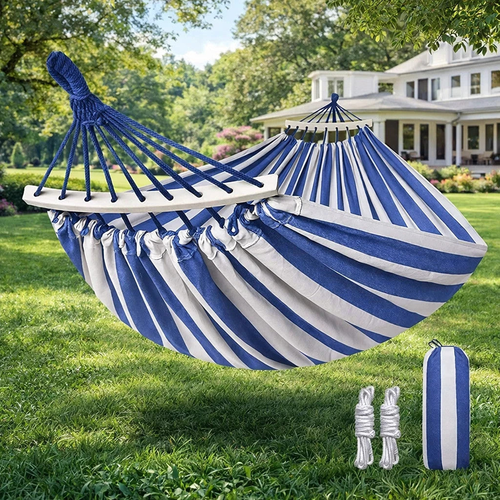 XXL Hängematte 150x200 cm Blau Garten Camping Outdoor Reise Relax Matt
