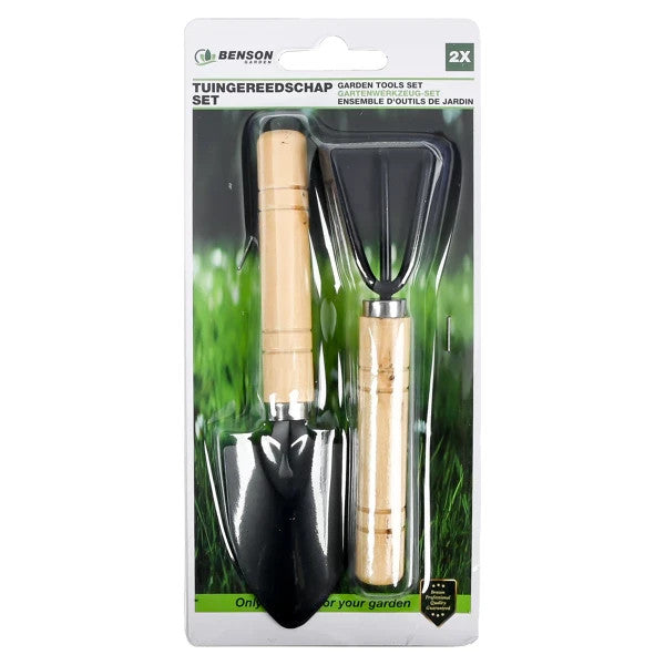 Gartengeräte Set 2tlg Mini Gartenwerkzeug Rechen Schaufel Holzgriff