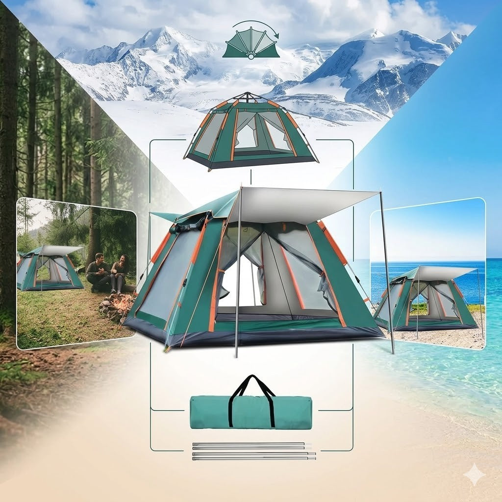 Pop Up Zelt 3-4 Personen Automatik Campingzelt Kuppelzelt Wasserdicht
