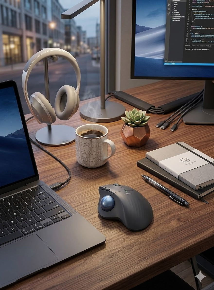 Logitech ERGO M575S Trackball Maus kabellos Bluetooth USB ergonomisch