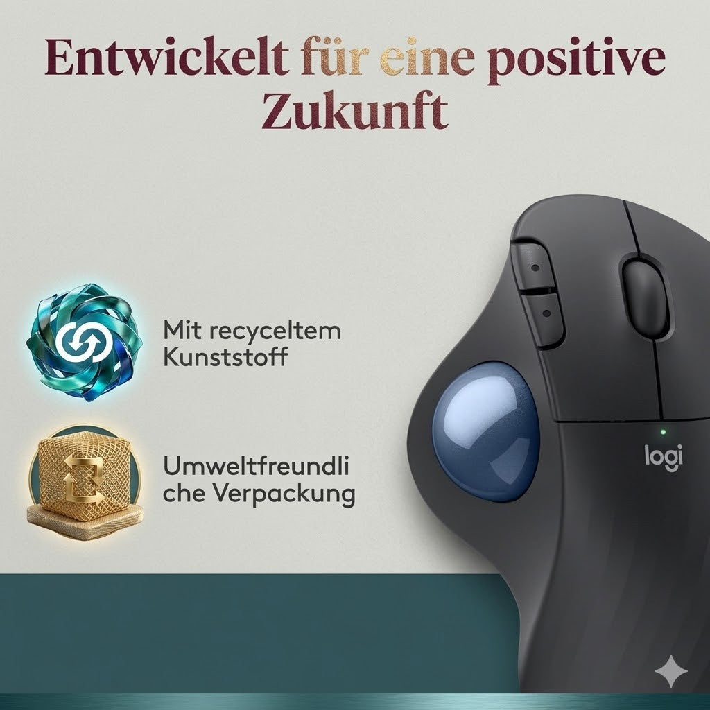 Logitech ERGO M575S Trackball Maus kabellos Bluetooth USB ergonomisch