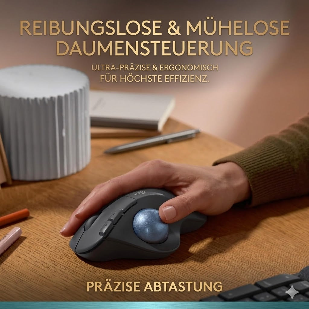 Logitech ERGO M575S Trackball Maus kabellos Bluetooth USB ergonomisch