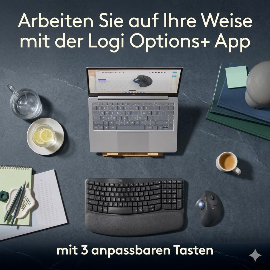 Logitech ERGO M575S Trackball Maus kabellos Bluetooth USB ergonomisch