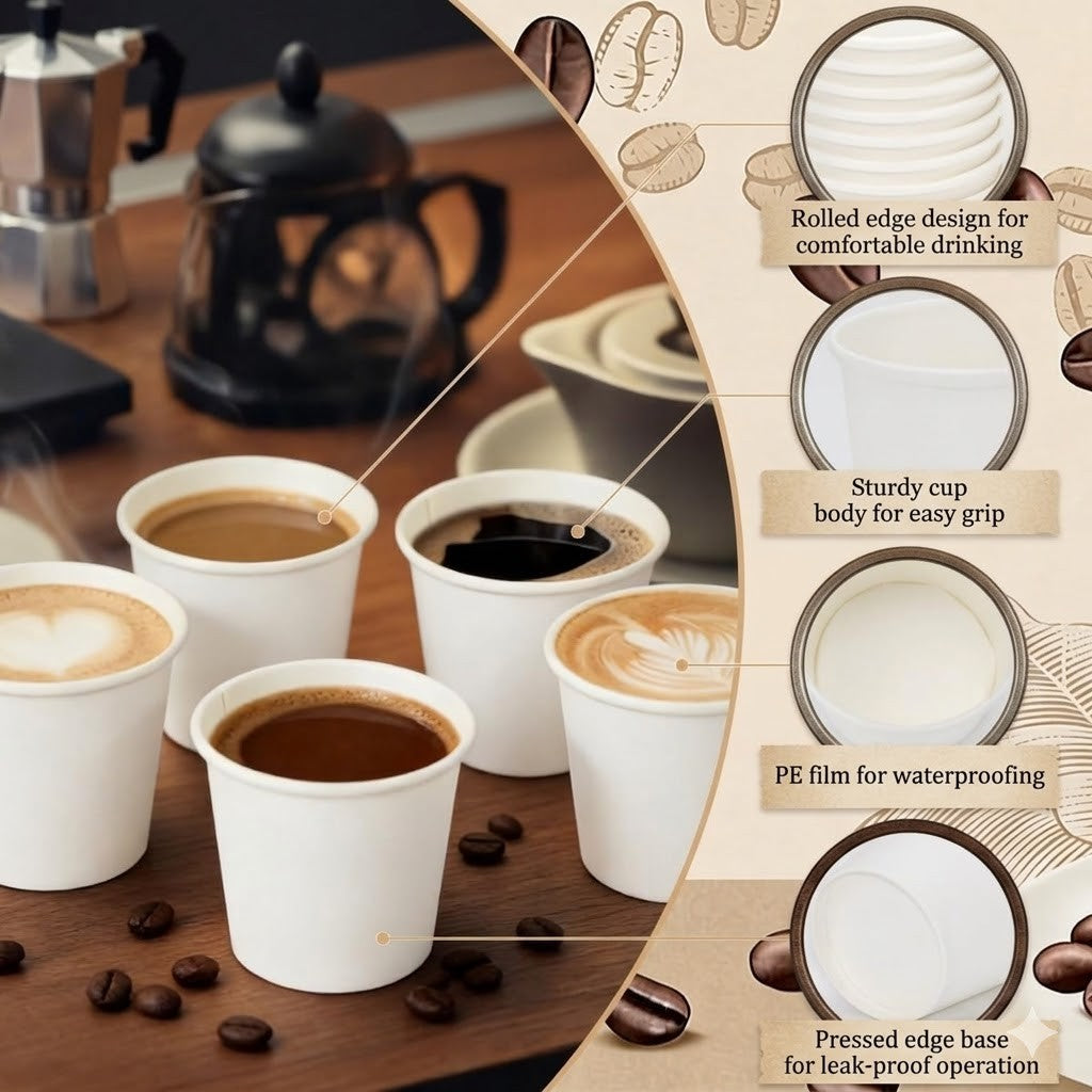 30ml Mini Pappbecher Shotbecher Weiß Einweg 1000 / 50 Stück