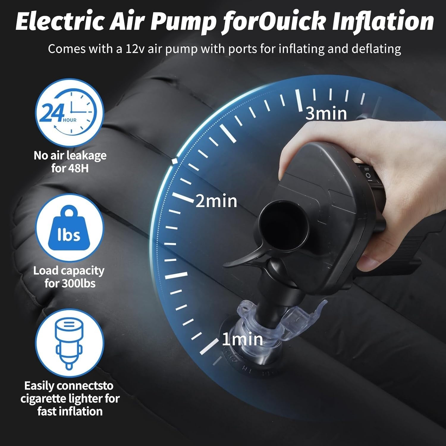 Auto Luftmatratze SUV PKW Rücksitz Bett 12V Pumpe Camping