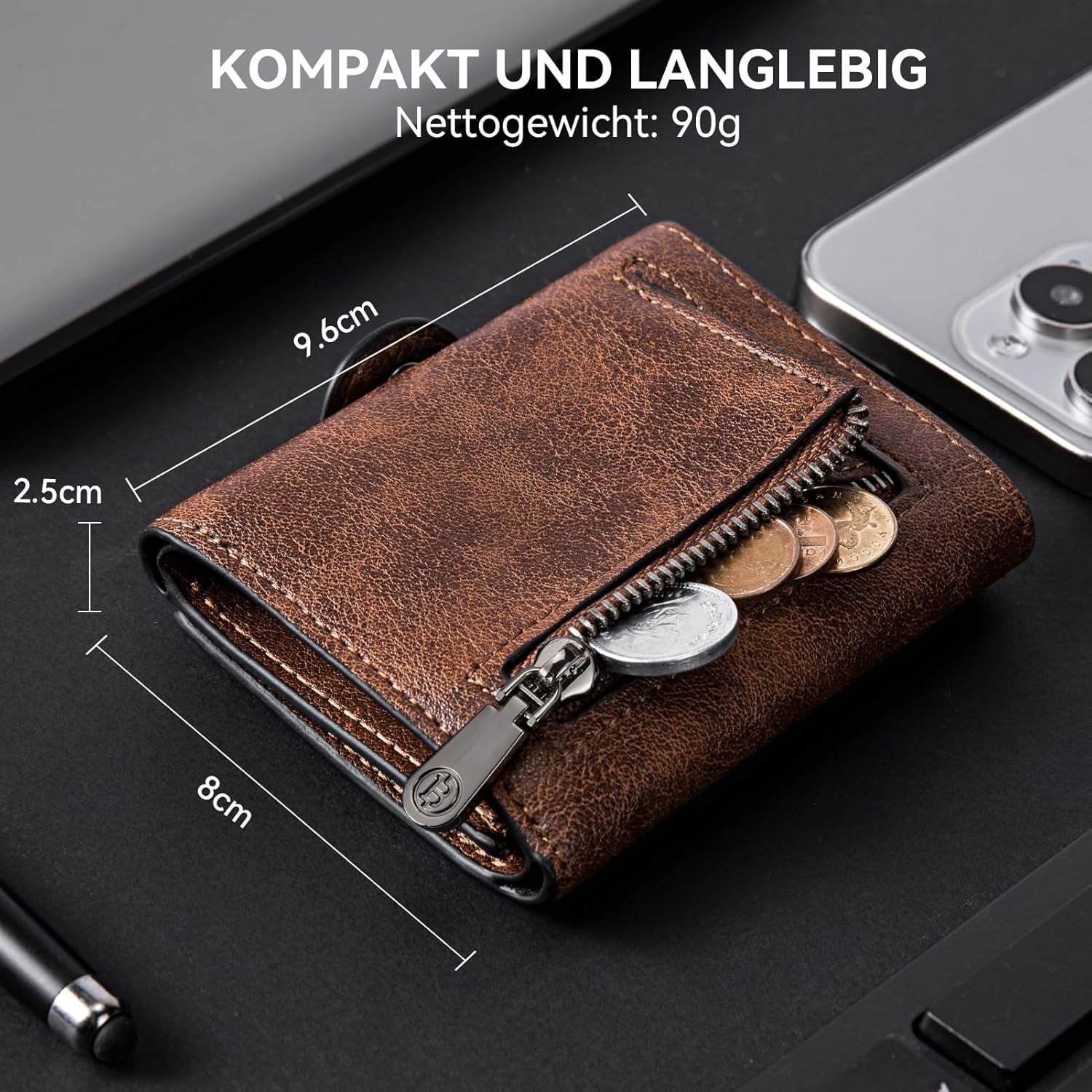 BOSTANTEN Geldbörse Herren RFID Slim Portemonnaie mit Münzfach Lederoptik
