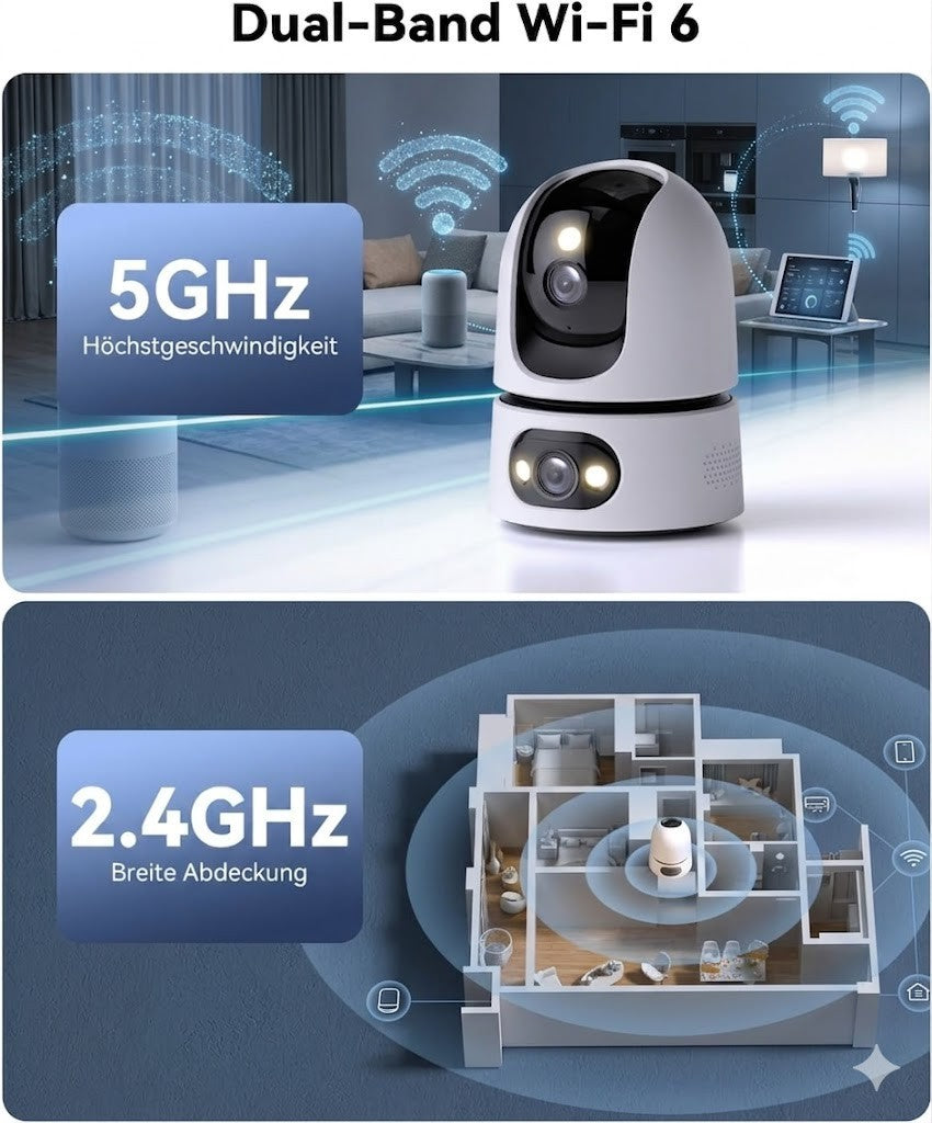 Imou Innenkamera 2K Dual Kamera 360° WLAN Nachtsicht Audio