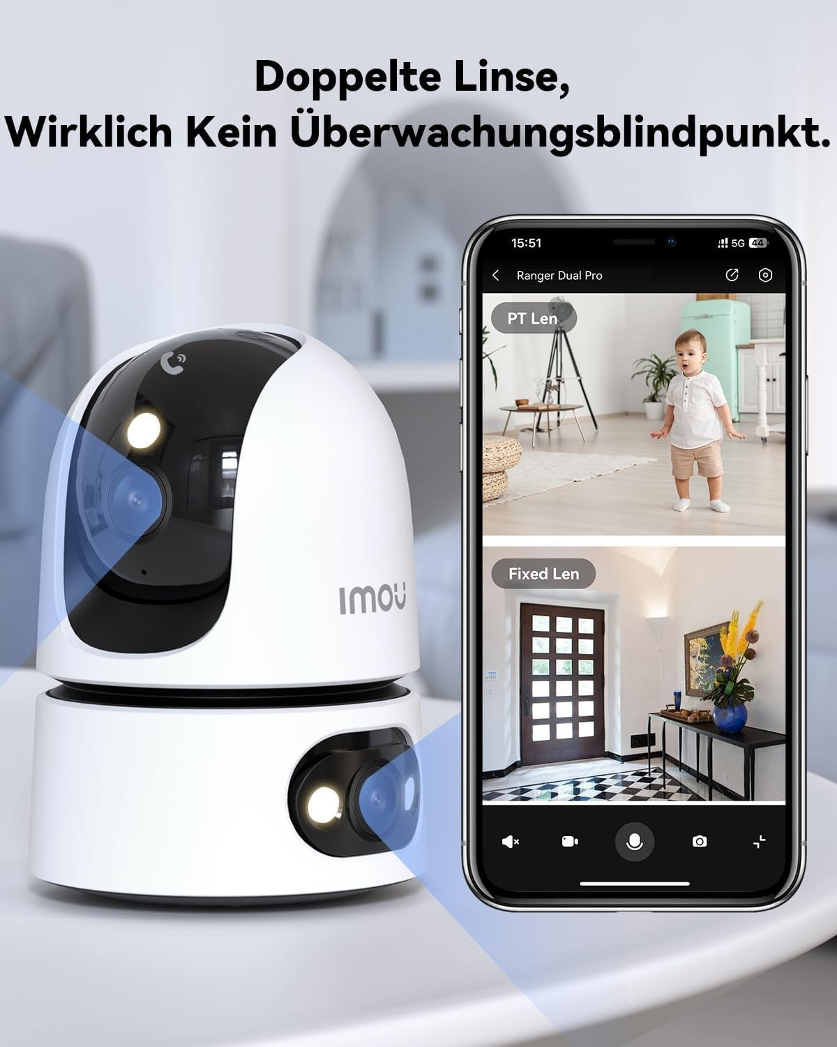 Imou Innenkamera 2K Dual Kamera 360° WLAN Nachtsicht Audio