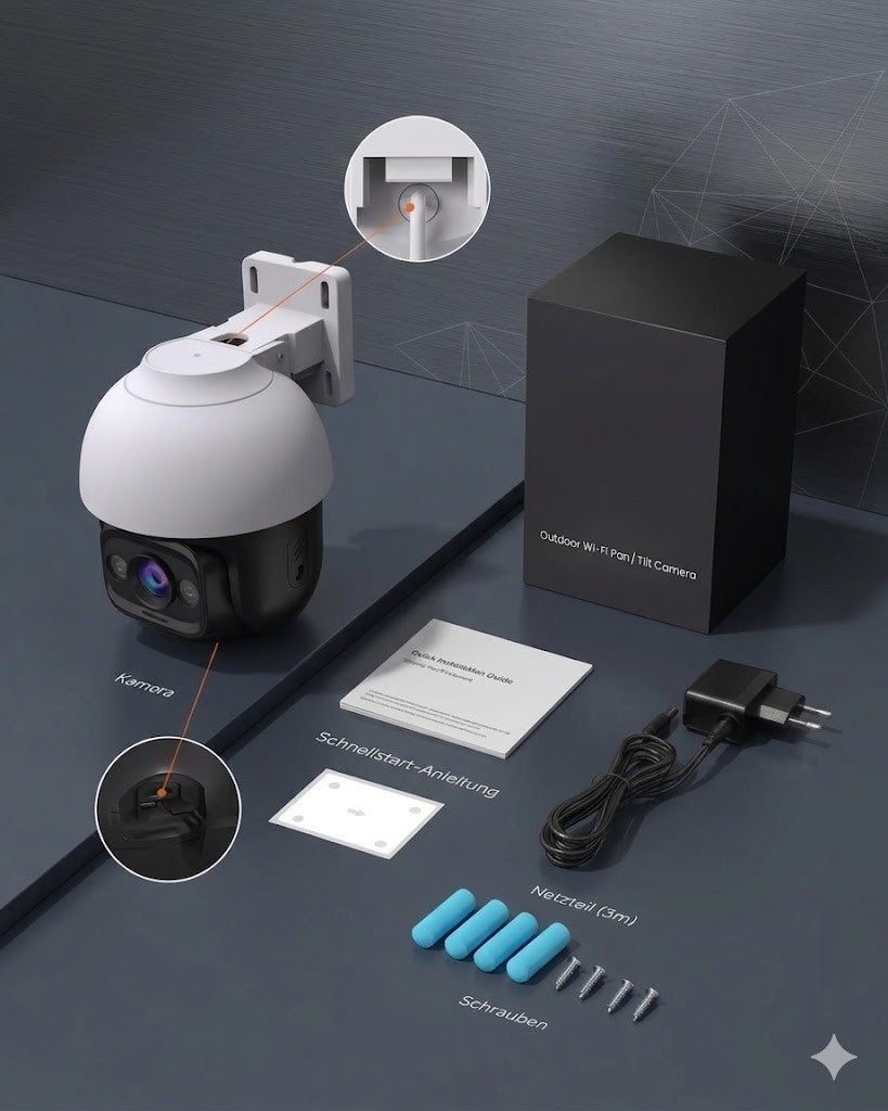 Tenda WLAN Überwachungskamera Außen 2K 3MP 360° IP65 Nachtsicht