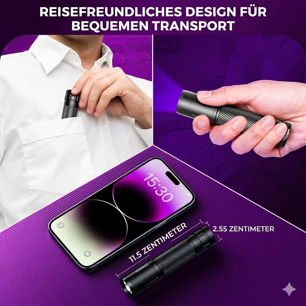 UV Taschenlampe 395nm Schwarzlicht LED wiederaufladbar Detektor IP65