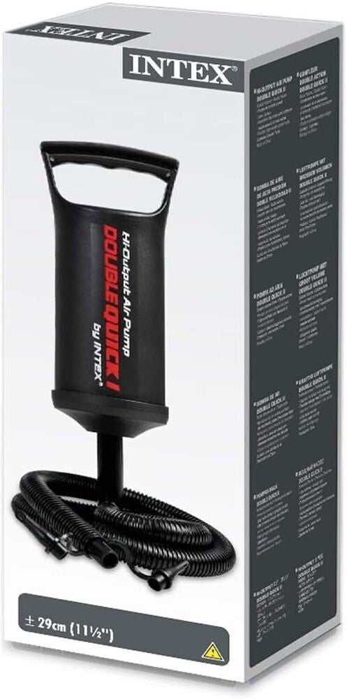 Intex Handpumpe Double Quick 29cm Luftpumpe mit 3 Düsen für Luftmatratze Ball