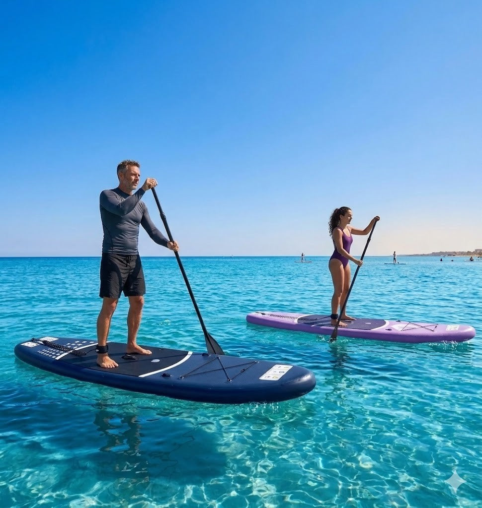 366 cm XXL Aufblasbares SUP Board Set Lila – 2in1 Stand Up Paddle & Kajak Funktion mit Sitz, Paddel, Double-Action-Pumpe, Tragetasche & Reparaturset