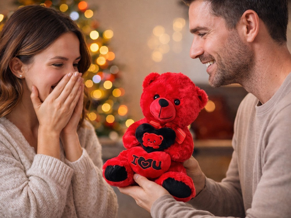 Plüschbär mit I Love You Herz 30 cm roter Teddy Kuscheltier Geschenk 💖💖💖