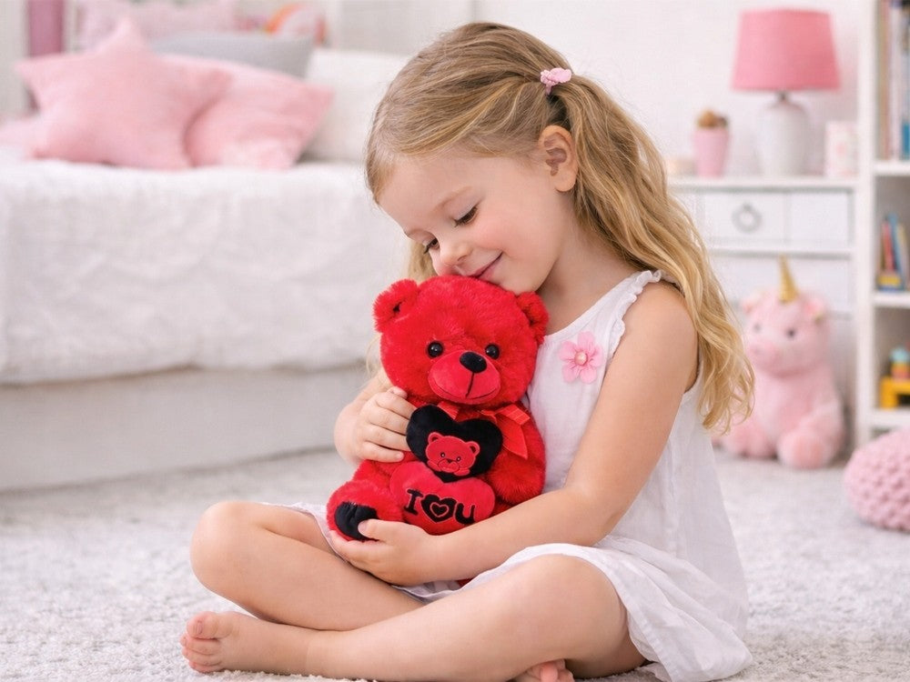 Plüschbär mit I Love You Herz 30 cm roter Teddy Kuscheltier Geschenk 💖💖💖