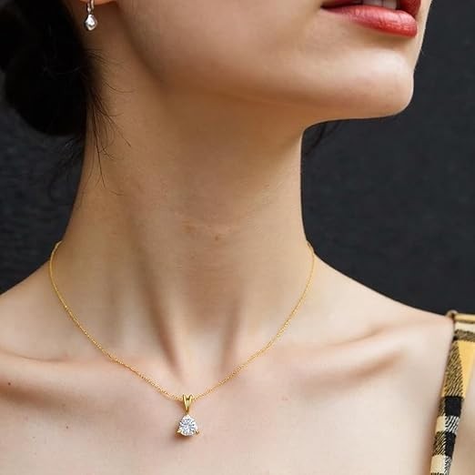 Damen Halskette 925 Silber vergoldet Zirkon Anhänger elegant Geschenk