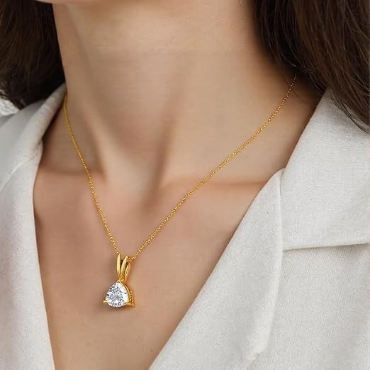 Damen Halskette 925 Silber vergoldet Zirkon Anhänger elegant Geschenk