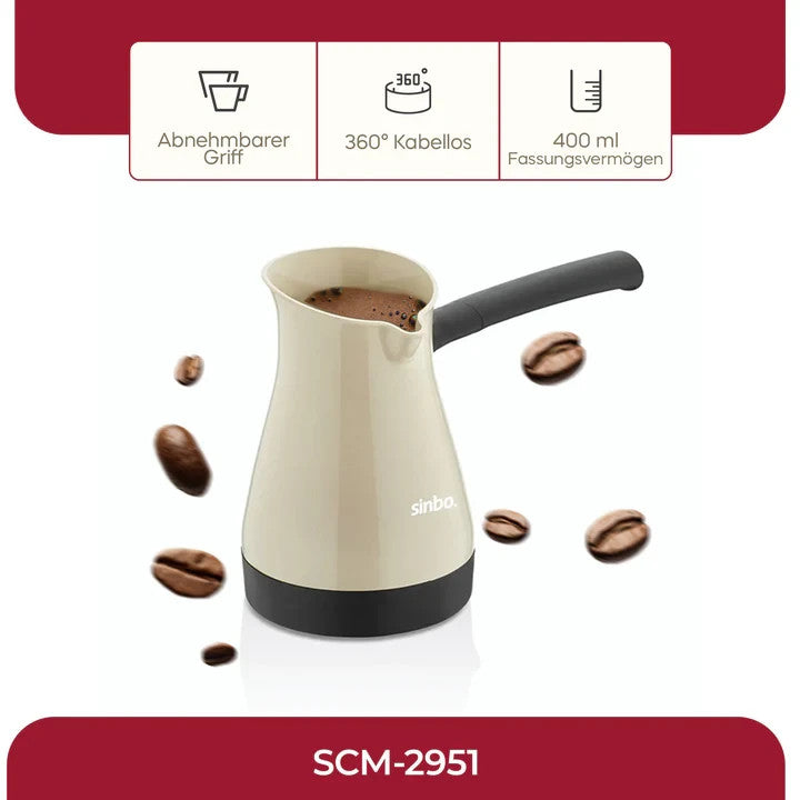 Sinbo Türkische Kaffeemaschine 1000W 400 ml – Elektrische Cezve 5 Tassen