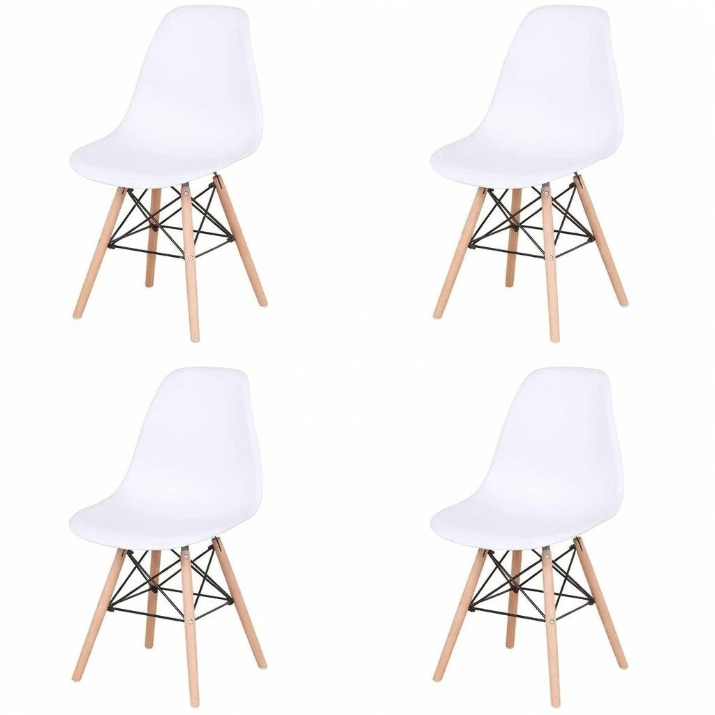 4er Set Esszimmerstühle modern Kunststoff Küchenstuhl Wohnzimmer Stühle Holzbeine 3 Farben