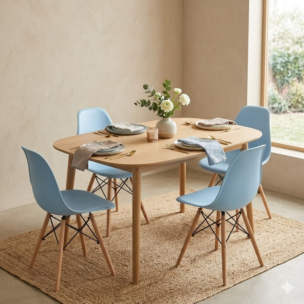 4er Set Esszimmerstühle modern Kunststoff Küchenstuhl Wohnzimmer Stühle Holzbeine 3 Farben