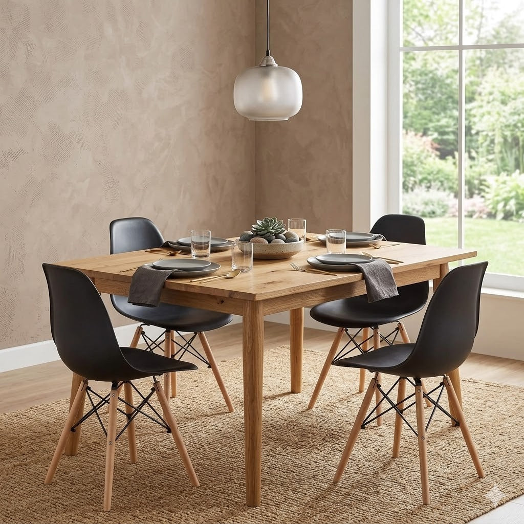 4er Set Esszimmerstühle modern Kunststoff Küchenstuhl Wohnzimmer Stühle Holzbeine 3 Farben