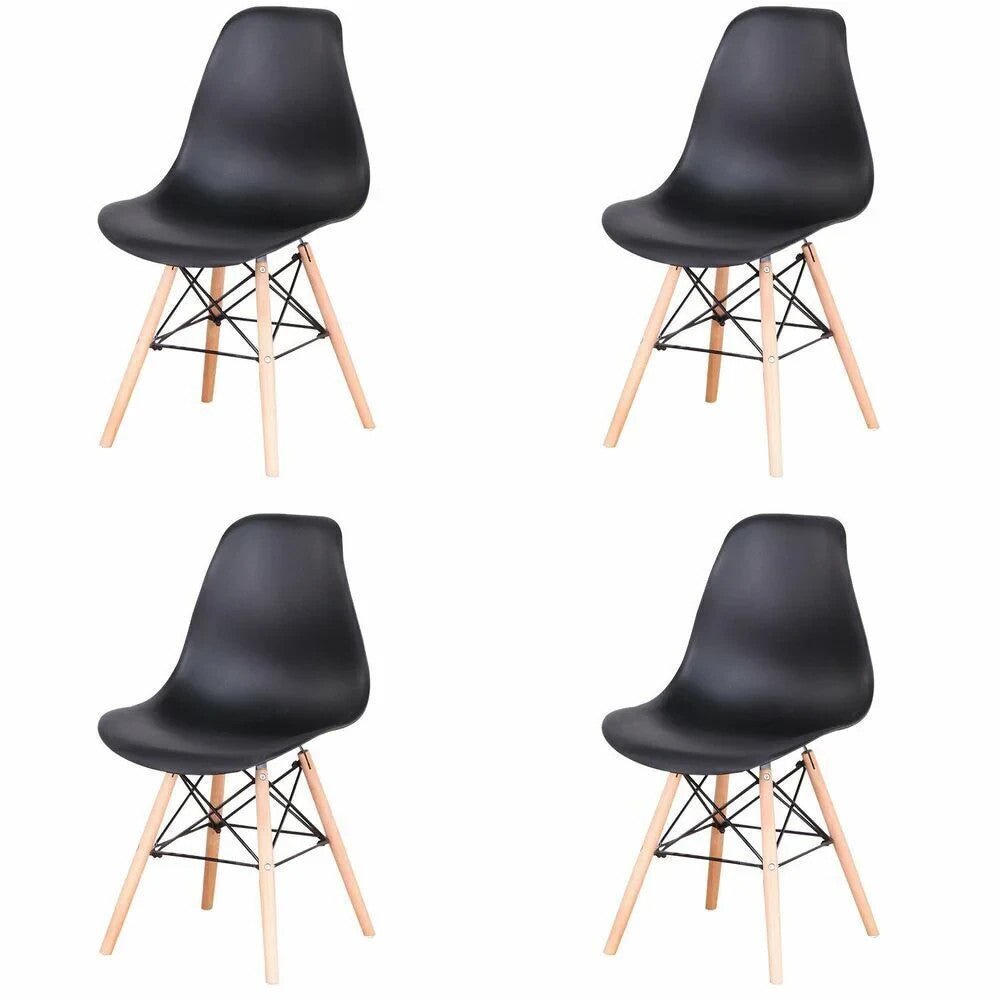 4er Set Esszimmerstühle modern Kunststoff Küchenstuhl Wohnzimmer Stühle Holzbeine 3 Farben