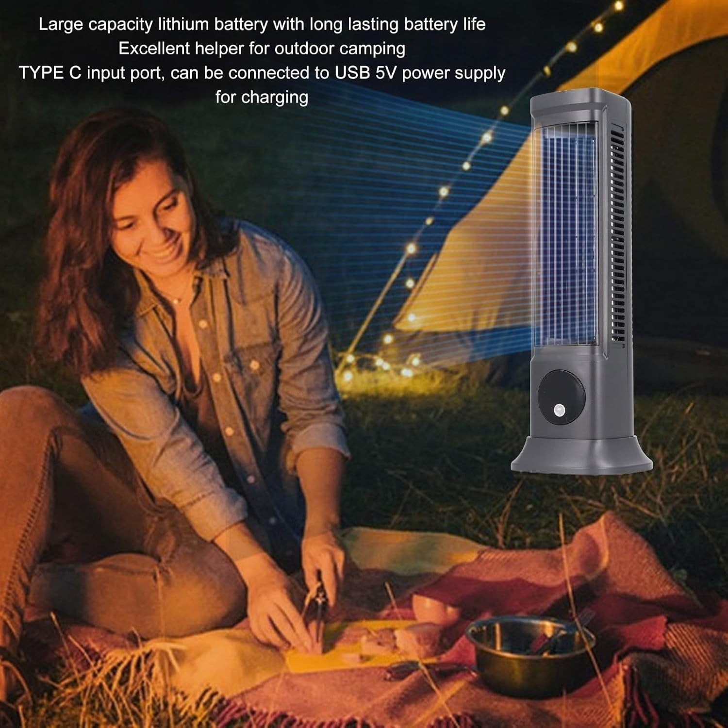 Goshyda Turmventilator USB Leise 3 Stufen Mini Tisch Ventilator Büro