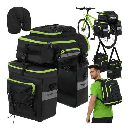 TRIZAND 65L Fahrradtasche wasserdicht 3in1 Gepäckträger Tasche Rucksack Bikepacking Set