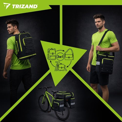 TRIZAND 65L Fahrradtasche wasserdicht 3in1 Gepäckträger Tasche Rucksack Bikepacking Set