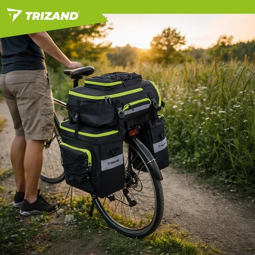 TRIZAND 65L Fahrradtasche wasserdicht 3in1 Gepäckträger Tasche Rucksack Bikepacking Set