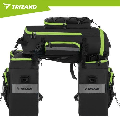 TRIZAND 65L Fahrradtasche wasserdicht 3in1 Gepäckträger Tasche Rucksack Bikepacking Set