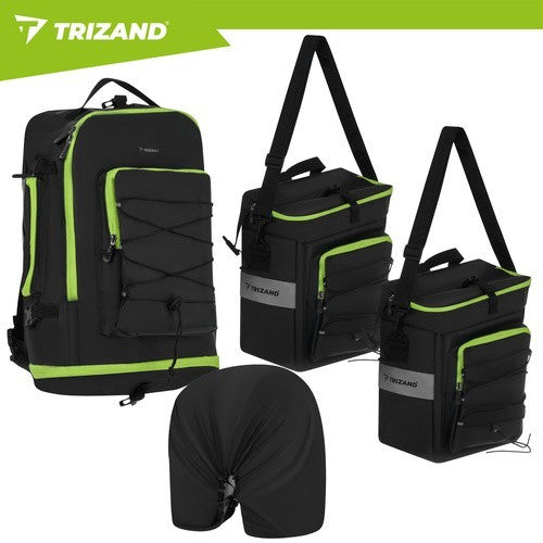 TRIZAND 65L Fahrradtasche wasserdicht 3in1 Gepäckträger Tasche Rucksack Bikepacking Set
