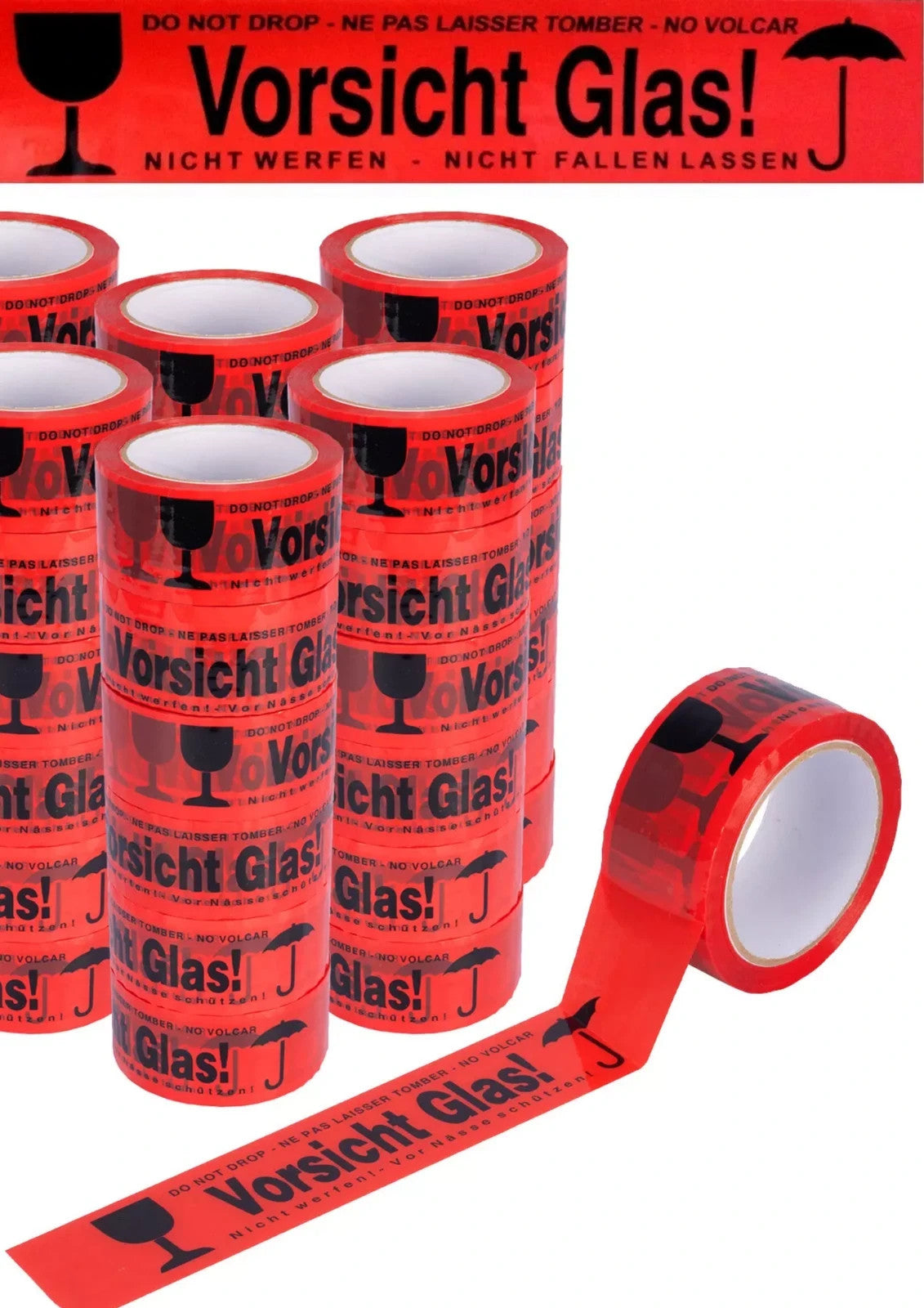 Paketband 48mm x 66m Transparent / Warnband / Versandetiketten 100x150mm 500 Stk
