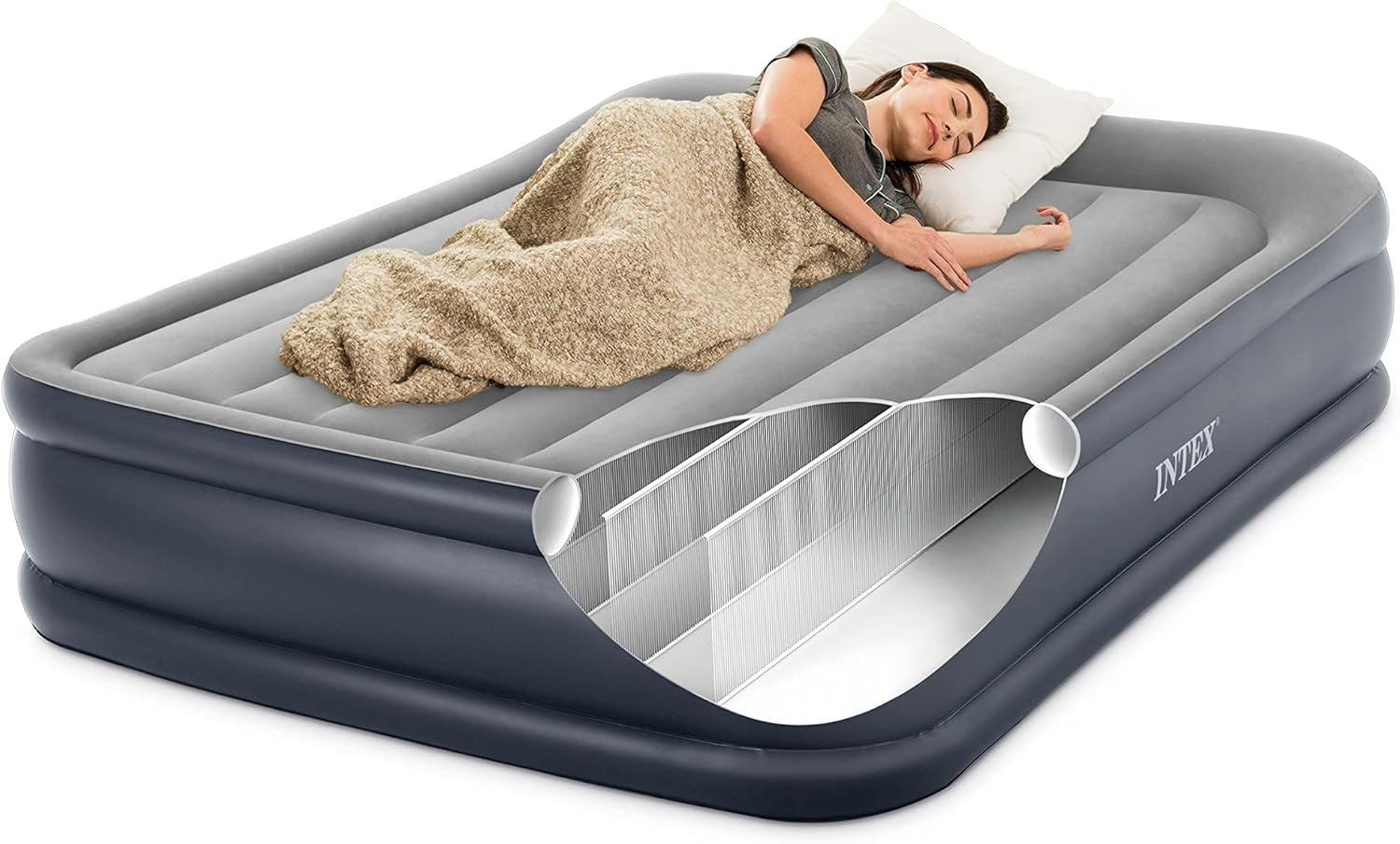 Intex Queen Luftbett 152x203x42cm FiberTech mit Pumpe Gästebett