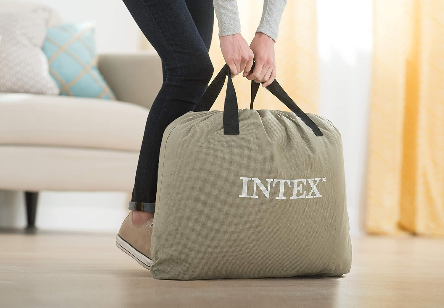 Intex Queen Luftbett 152x203x42cm FiberTech mit Pumpe Gästebett