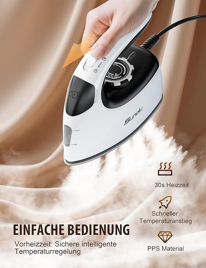 Reisebügeleisen 2in1 Dampfglätter 1000W tragbar Steamer Kleidung Bügeln