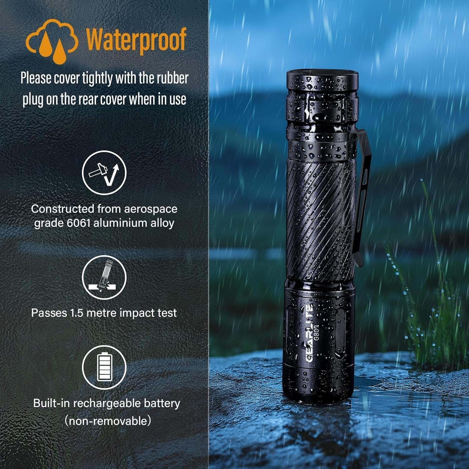 LED Taschenlampe 2000 Lumen USB C aufladbar Zoom Outdoor kompakt