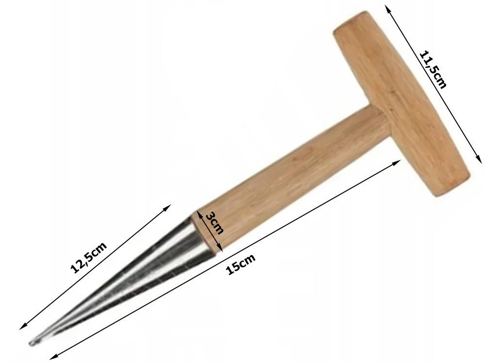 Pflanzdorn Blumenzwiebel Pflanzer Pflanzhilfe Holzgriff mit Skala Garten