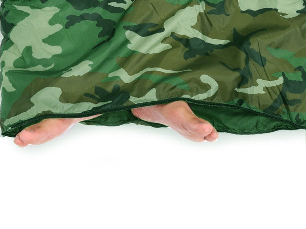 Mumienschlafsack Camping mit Kapuze leicht warm Outdoor Tarnfarbe