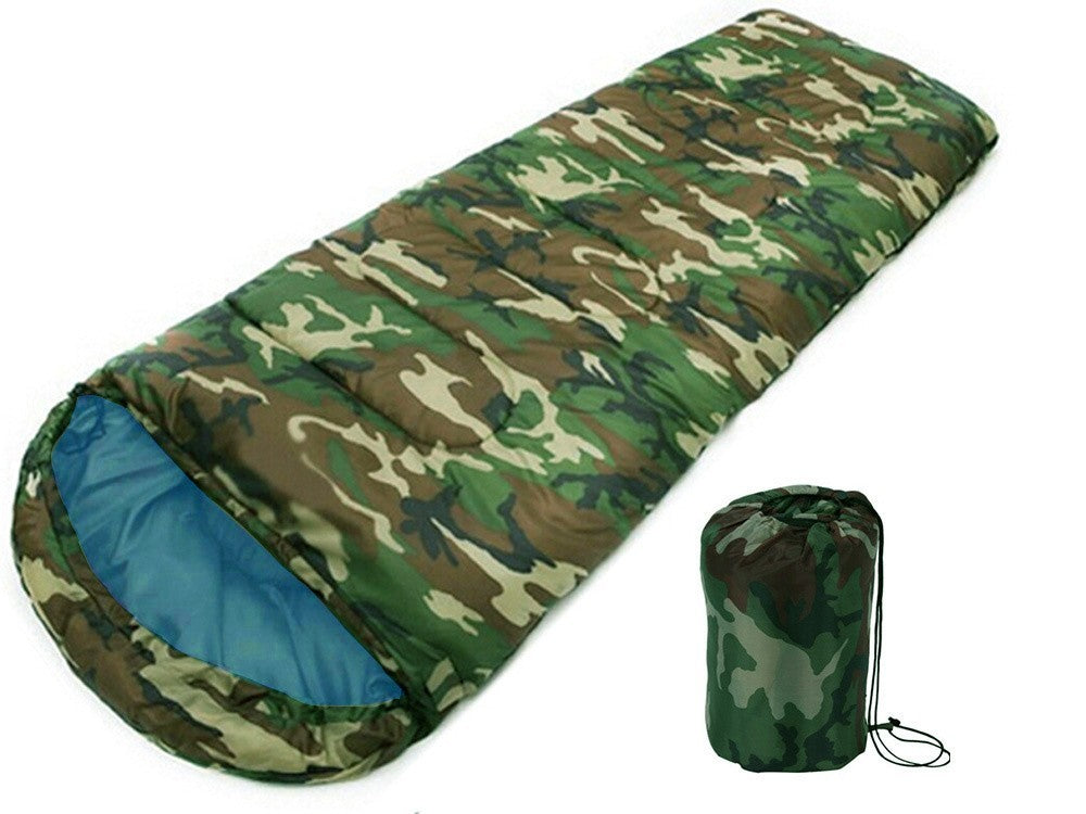 Mumienschlafsack Camping mit Kapuze leicht warm Outdoor Tarnfarbe