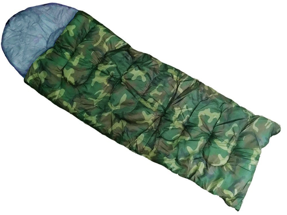 Mumienschlafsack Camping mit Kapuze leicht warm Outdoor Tarnfarbe