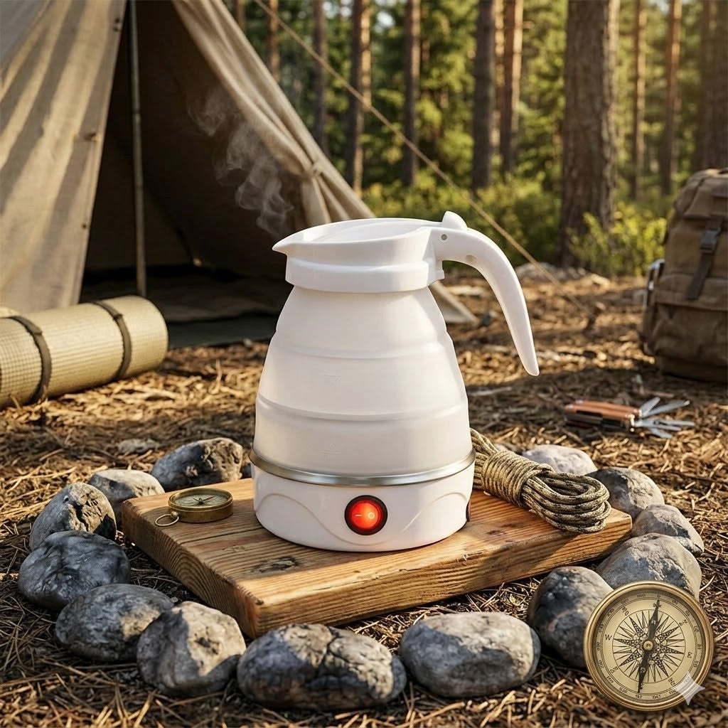 Faltbarer Wasserkocher 0.6L elektrisch 600W Silikon Reise Camping